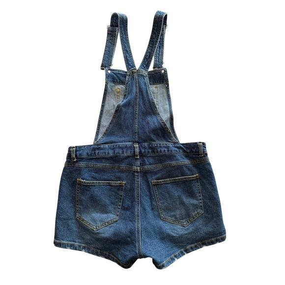 Love Tree‎ Denim Short-all Bib Shorts Distressed Utility Cowgirl- Large - Picture 2 of 7